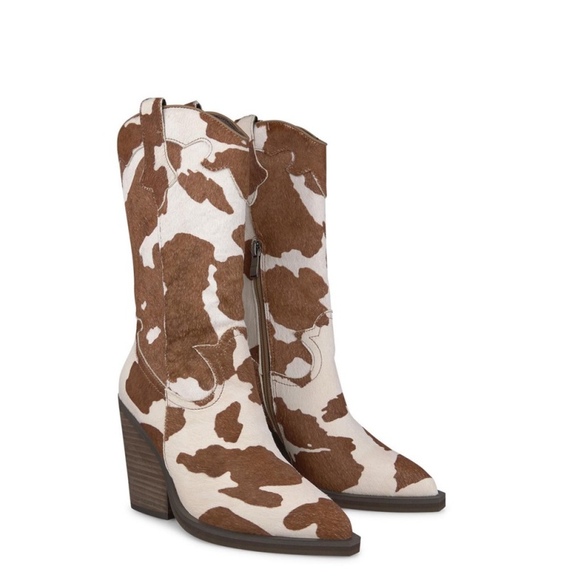 Bottes à Talons Alma En Pena Cowboy Cuir Boot Vert Olive Femme | UQS-69188907